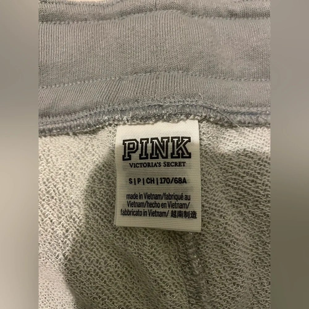 VS PINK bling metallic shine outfit SMALL joggers LARGE hoodie NWOT - Picture 12 of 13